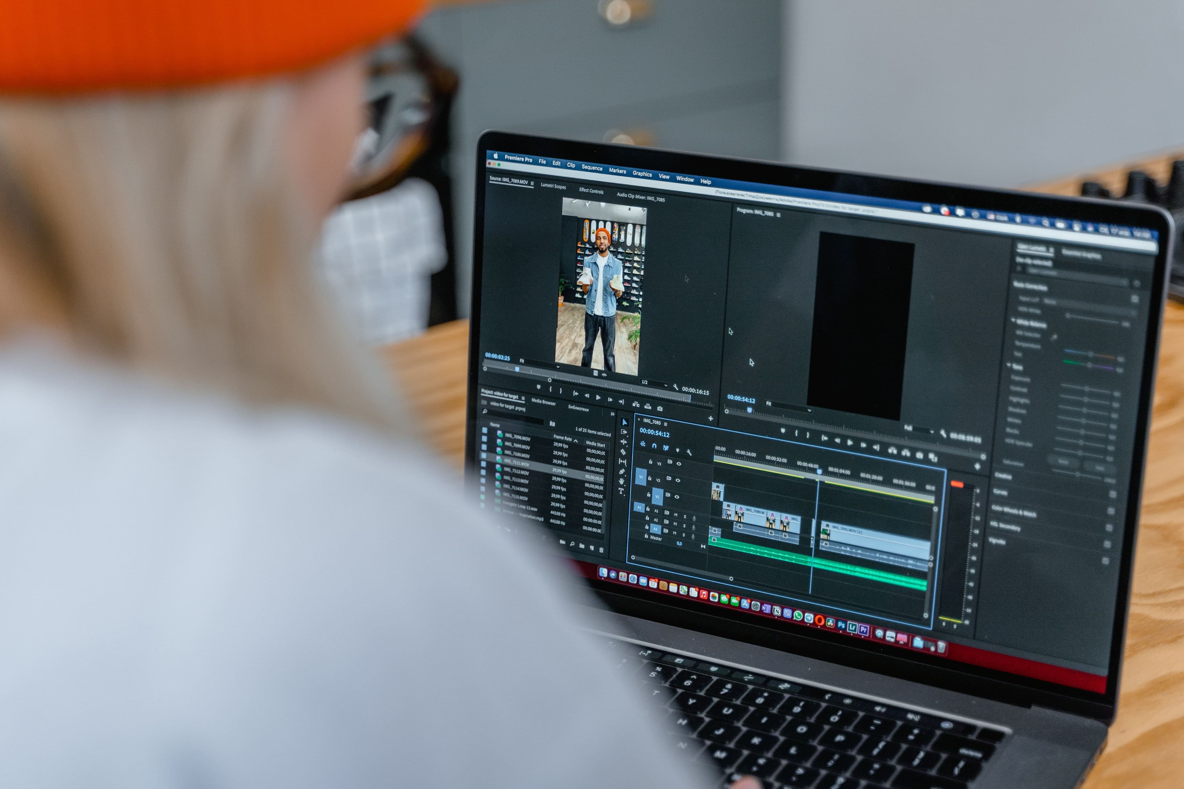 Creative team reviewing video content together